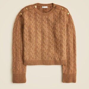 J.Crew Cable‑Knit Supersoft Sweater w/Shoulder Buttons | Cozy & Stylish - Size L